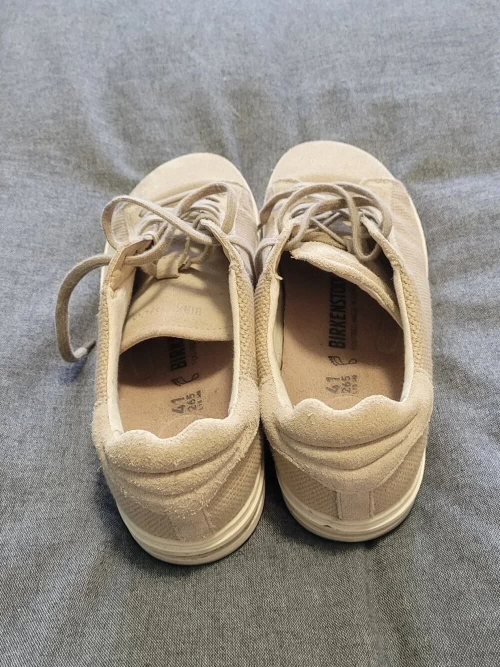 Birkenstock Beige Lace-Up Suede Sneakers